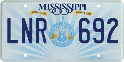 MS license plate LNR692