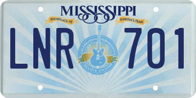 MS license plate LNR701