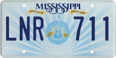 MS license plate LNR711