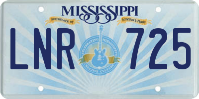 MS license plate LNR725