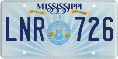 MS license plate LNR726