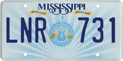 MS license plate LNR731
