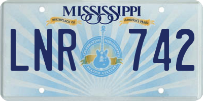 MS license plate LNR742