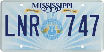 MS license plate LNR747