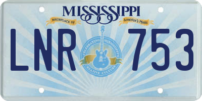 MS license plate LNR753