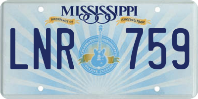MS license plate LNR759