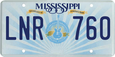 MS license plate LNR760