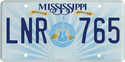 MS license plate LNR765