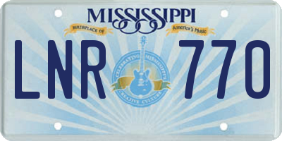 MS license plate LNR770