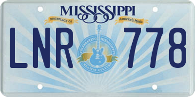MS license plate LNR778