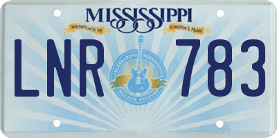 MS license plate LNR783