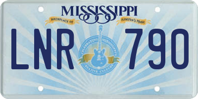 MS license plate LNR790