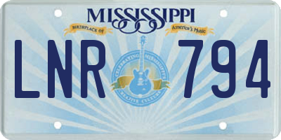MS license plate LNR794