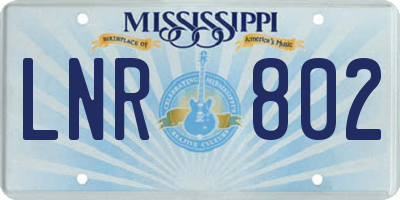 MS license plate LNR802