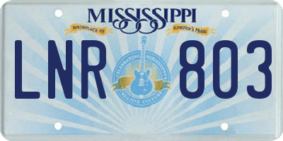 MS license plate LNR803