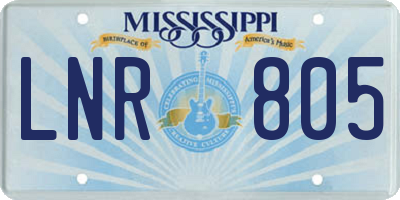 MS license plate LNR805