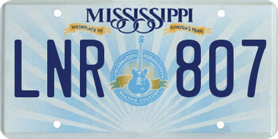 MS license plate LNR807