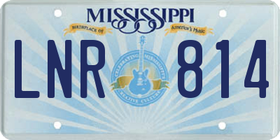 MS license plate LNR814