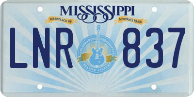 MS license plate LNR837