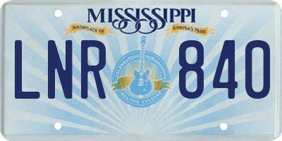 MS license plate LNR840
