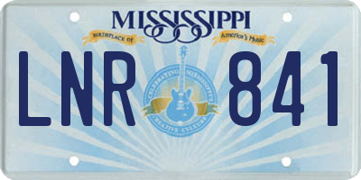 MS license plate LNR841