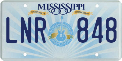 MS license plate LNR848