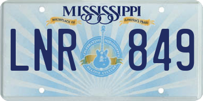 MS license plate LNR849
