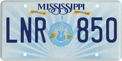 MS license plate LNR850