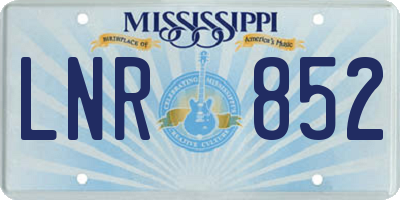 MS license plate LNR852
