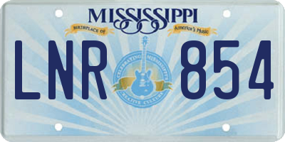 MS license plate LNR854