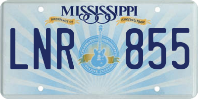MS license plate LNR855