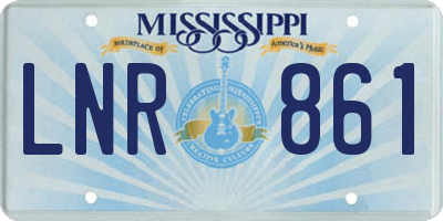 MS license plate LNR861