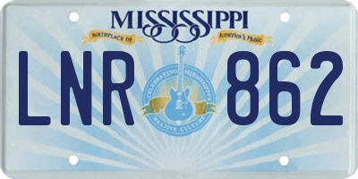 MS license plate LNR862