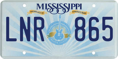 MS license plate LNR865