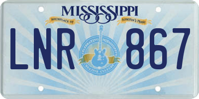 MS license plate LNR867