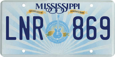 MS license plate LNR869