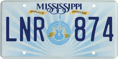 MS license plate LNR874
