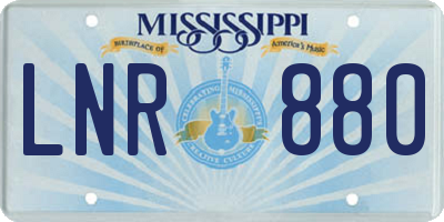 MS license plate LNR880