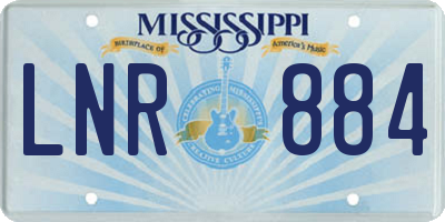 MS license plate LNR884