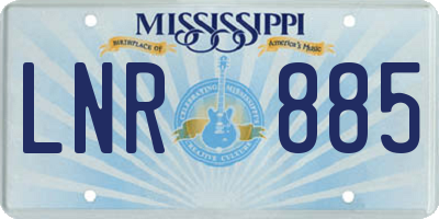 MS license plate LNR885