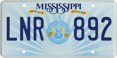 MS license plate LNR892