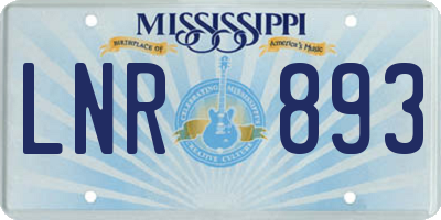 MS license plate LNR893