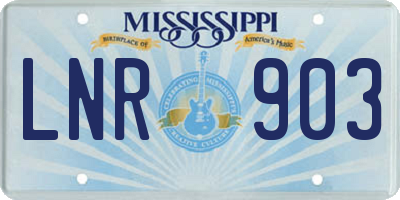 MS license plate LNR903