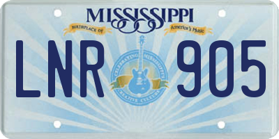 MS license plate LNR905