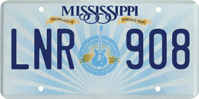 MS license plate LNR908