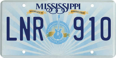 MS license plate LNR910