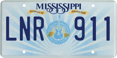 MS license plate LNR911