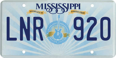 MS license plate LNR920