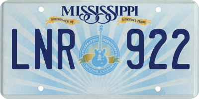 MS license plate LNR922