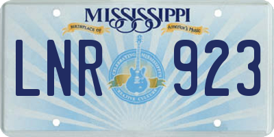 MS license plate LNR923